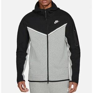NIKE SPORTSWEAR Men's Tech Fleece Track Jacket Size L In Black/Grey/White